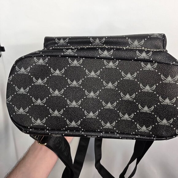 Wendy Keen Drawstring Backpack 🛡️ Dark Goth Biker Monogram Vegan Leather - Picture 14 of 16
